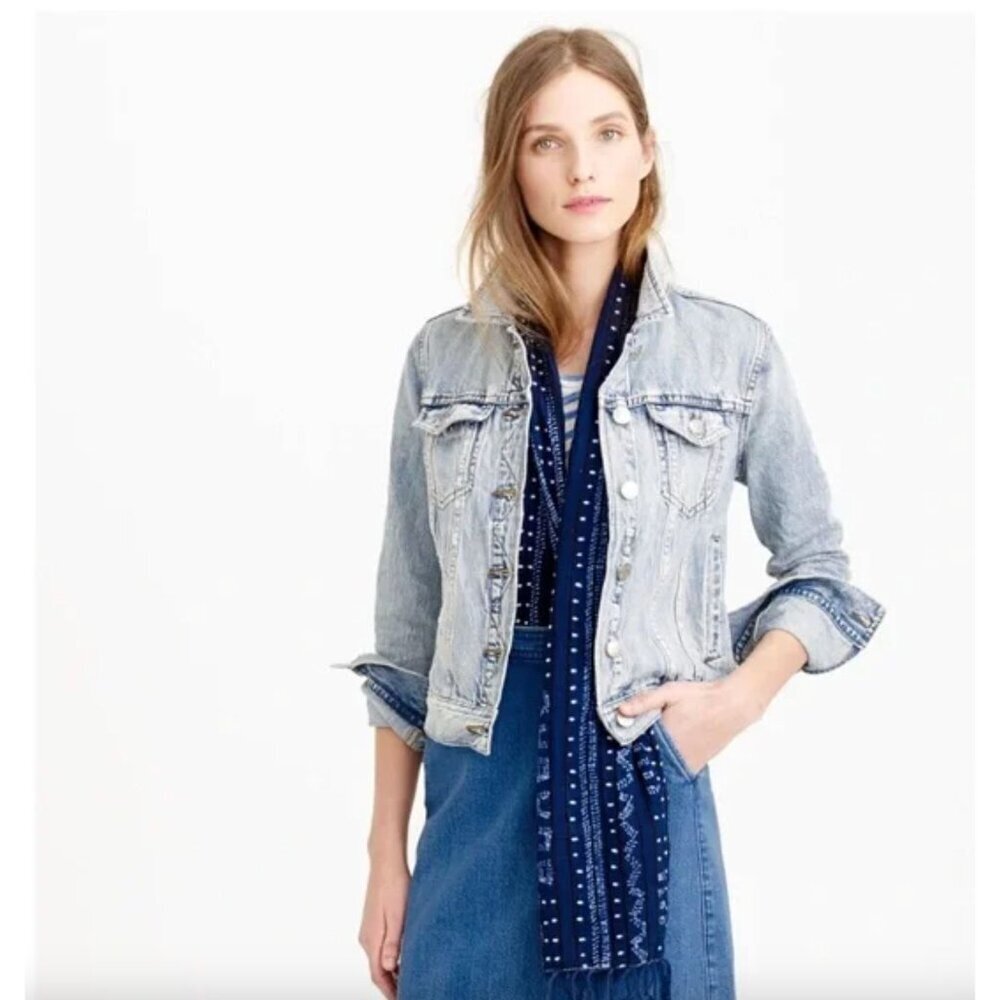 J. Crew Distressed Denim Jacket Jean Calyer Distressed Womens Size Small